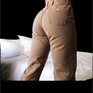 Vintage Guess Brown Slim Fit Tapered High Rise Jeans